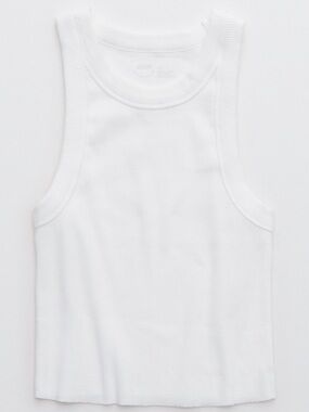 aerie White Ribbed Tank Top